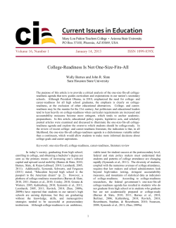 College-Readiness Is Not One-Size-Fits-All