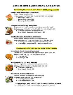 2015-16 hot lunch menu and dates