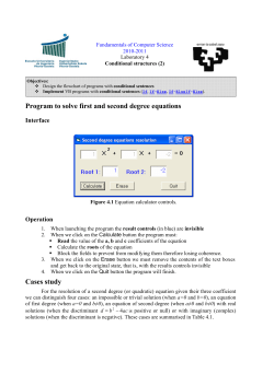 Program to solve first and second degree equations Cases study