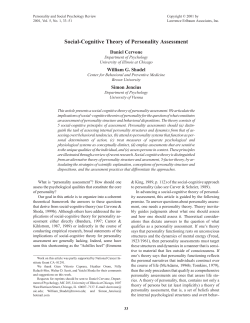 Social-Cognitive Theory of Personality Assessment