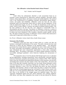 HAS AFFIRMATIVE ACTION REACHED SOUTH AFRICAN WOMEN