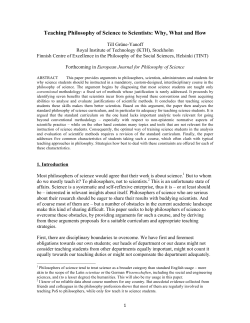 Teaching Philosophy of Science to Scientists: Why, What and How