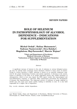 role of selenium in pathophysiology of alcohol depenence