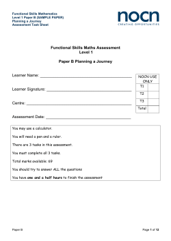 Functional Skills Maths Assessment Level 1 Paper B Planning