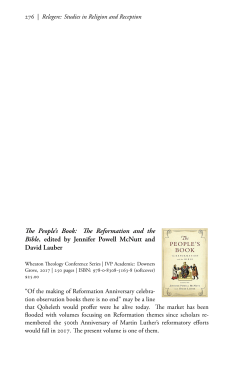 Te Reformation and the Bible, edited by Jennifer Powell McNutt and