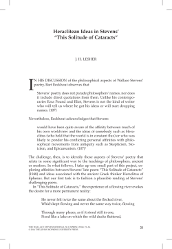 Heraclitean Ideas in Stevens` &ldquo;This Solitude of Cataracts&rdquo;