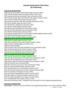 Colorado Springs Sports Hall of Fame Nominees