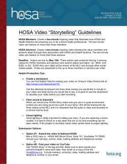HOSA Video “Storytelling” Guidelines