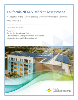 California NEM -V Market Assessment