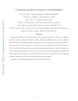 A molecular perspective of water at metal interfaces