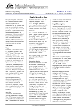 Daylight saving time - Parliament of Australia