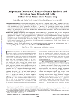 Adiponectin Decreases C-Reactive Protein Synthesis and Secretion