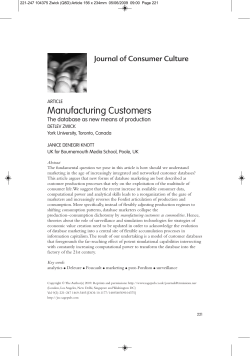 Manufacturing Customers The database as new means of production