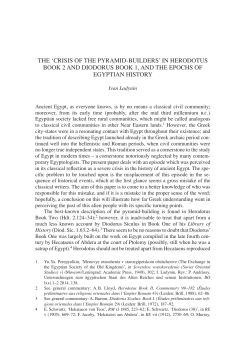 THE `CRISIS OF THE PYRAMID-BUILDERS` IN HERODOTUS