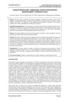 emerging from Afrocentric management perspectives