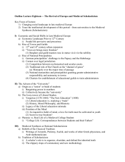 Outline Lecture Eighteen— The Revival of Europe and Medieval