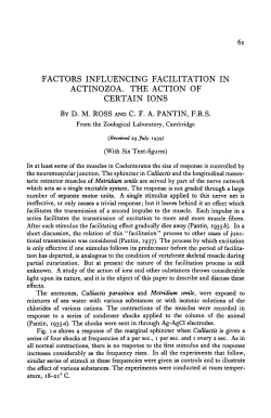 factors influencing facilitation in actinozoa. the action of certain ions