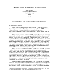 1 Catastrophic terrorism and civil liberties in the short and long run