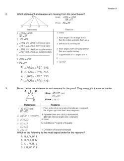 2. Which statement and reason are missing from the proof below