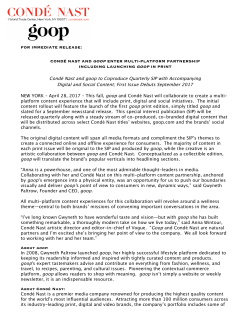 COND&Eacute; NAST AND GOOP ENTER MULTI