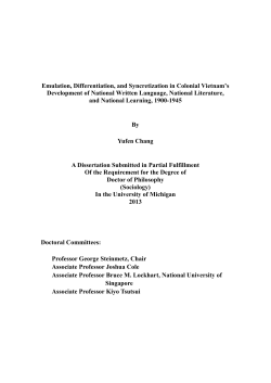 Emulation, Differentiation, and Syncretization in Colonial Vietnam`s