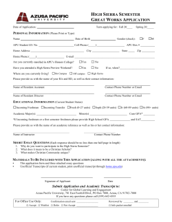 High Sierra - Azusa Pacific University