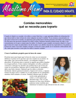 Mealtime Memo PARA EL CUIDADO INFANTIL Mealtime