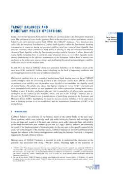 tArget bAlAnCeS And monetAry PoliCy oPerAtionS - ECB