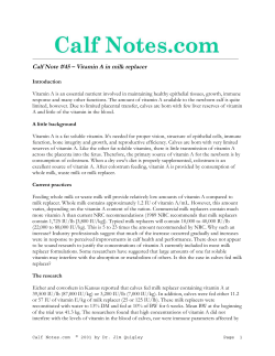 Vitamin A in milk replacers