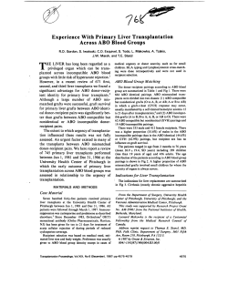Experience With Primary Liver Transplantation Across ABO Blood
