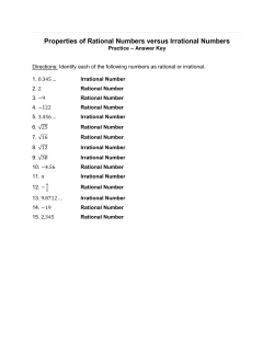Properties of Rational Numbers versus Irrational Numbers