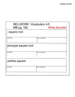 BELLWORK Vocabulary 4-5 MB pg. 182 square root principal
