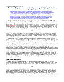 Motiveless Malignity: Problems in the Psychotherapy of