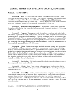 ZONING RESOLUTION OF BLOUNT COUNTY, TENNESSEE