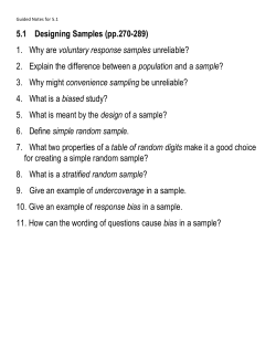 5.1 Designing Samples (pp.270-289) 1. Why are voluntary response