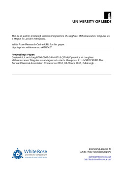 Dynamics of Laughter: Mithrobarzanes` Disguise as a Magos in
