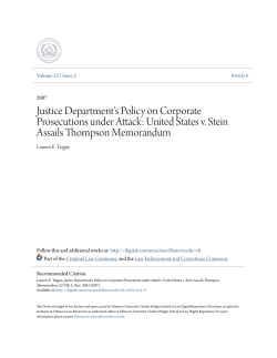 Justice Department`s Policy on Corporate Prosecutions under Attack