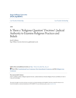 Is There a "Religious Question" Doctrine? - DOCS@RWU