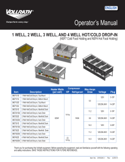 Drop-in, Hot/Cold, 1, 2 3 and 4 Well - Operator`s Manual