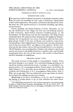 THE SOCIAL STRUCTURE OF THE RAMKO`KAMEKRA (CANELLA)