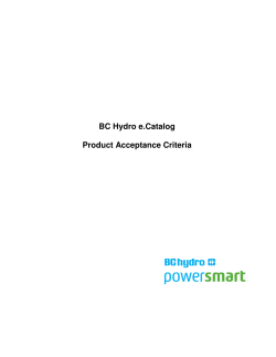 BC Hydro e.Catalog Product Acceptance Criteria