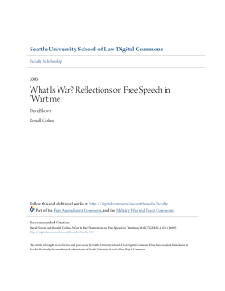 What Is War? Reflections on Free Speech in `Wartime