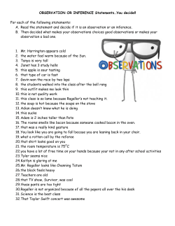 OBSERVATION OR INFERENCE Statements&hellip;You decide!! For