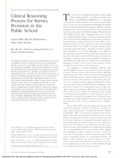 Clinical Reasoning Process for Service Provision in the Public School