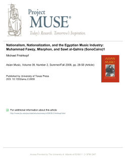 Nationalism, Nationalization, and the Egyptian Music Industry