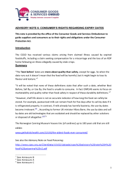 CGSO Advisory Note 6 Consumer Rights Regarding Expiry Dates