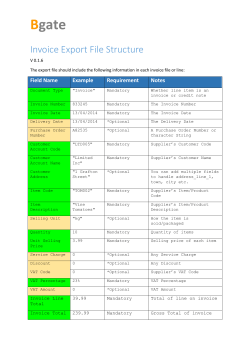 Invoice Export File Structure