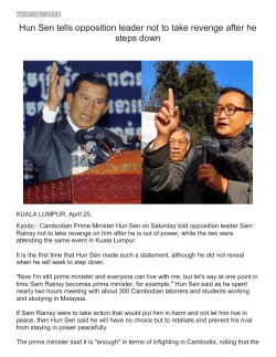 Hun Sen tells opposition leader not to take revenge - kvd