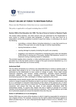 B3.2 Restraint of Pupils