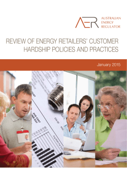 AER Review of energy retailers` customer hardship policies and